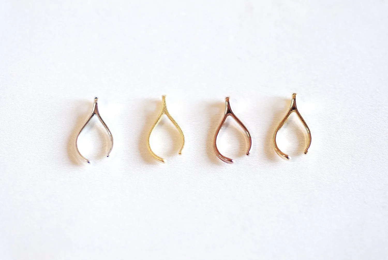 Matte Gold Uneven Wishbone Charm- Vermeil 22k Gold plated Sterling Silver Uneven Wishbone Charm, Small Wishbone Charm, Gold Wishbone, 320