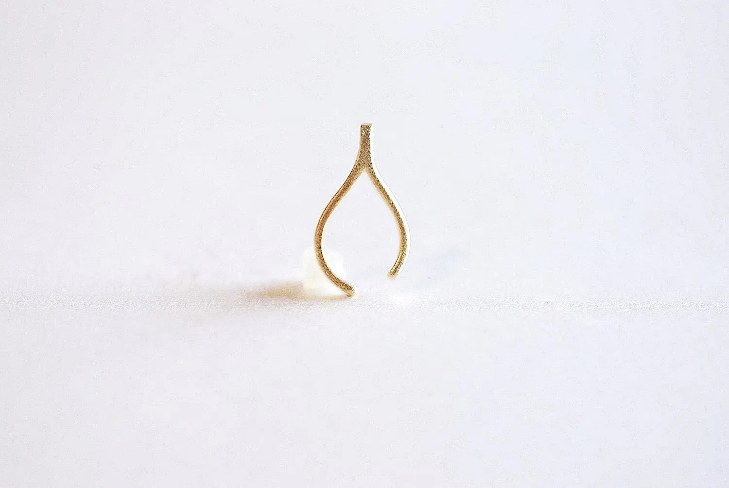 Matte Gold Uneven Wishbone Charm- Vermeil 22k Gold plated Sterling Silver Uneven Wishbone Charm, Small Wishbone Charm, Gold Wishbone, 320