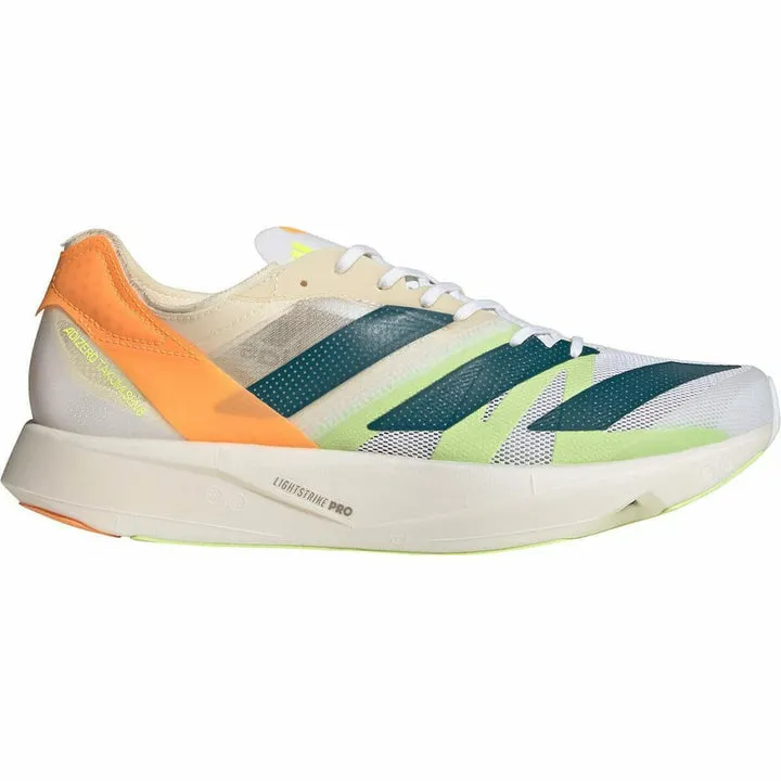 Men's Adidas Adizero Takumi Sen 8, Cloud White/Real Teal/Flash Orange, 12 D Medium