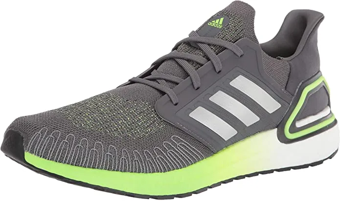 Men's Adidas Ultraboost 20, Grey/Silver/Signal Green, 13 D Medium