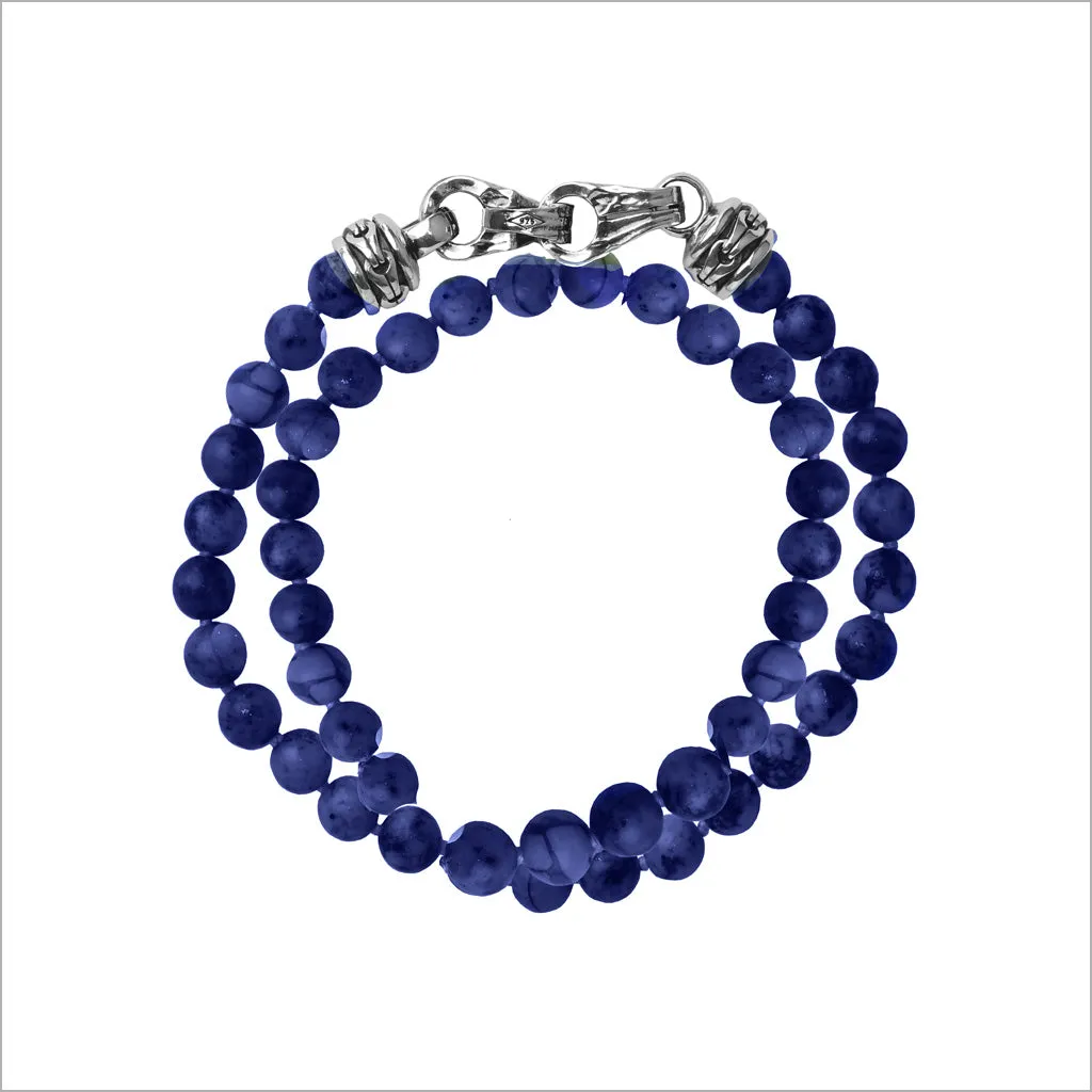 Men's Centauro Blue Lapis Double Wrap 6mm Bead Bracelet