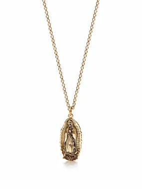 Men's Gold Necklace with Our Lady of Guadalupe Pendant