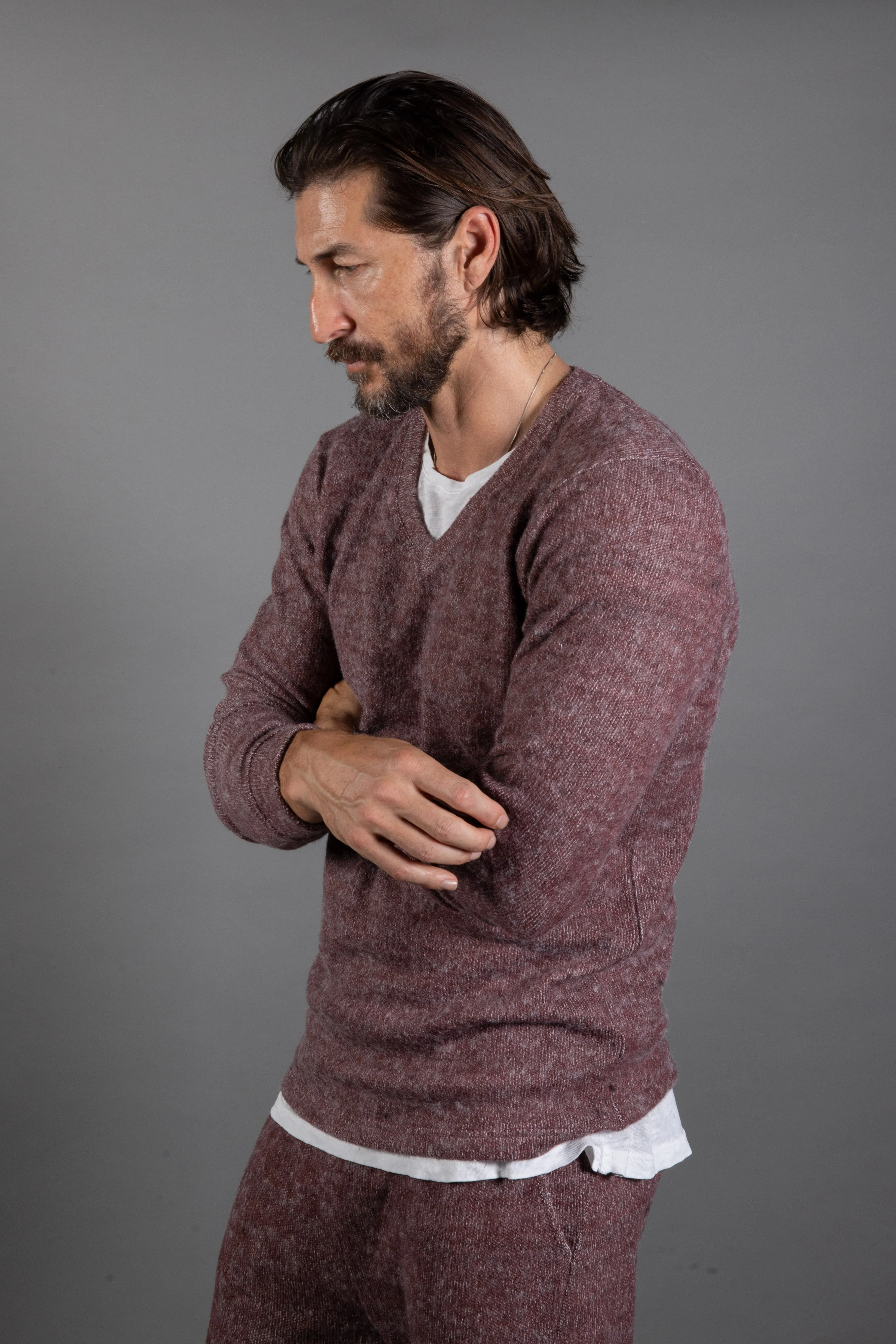 Men's Soft Knit Melange V-Neck Sweater