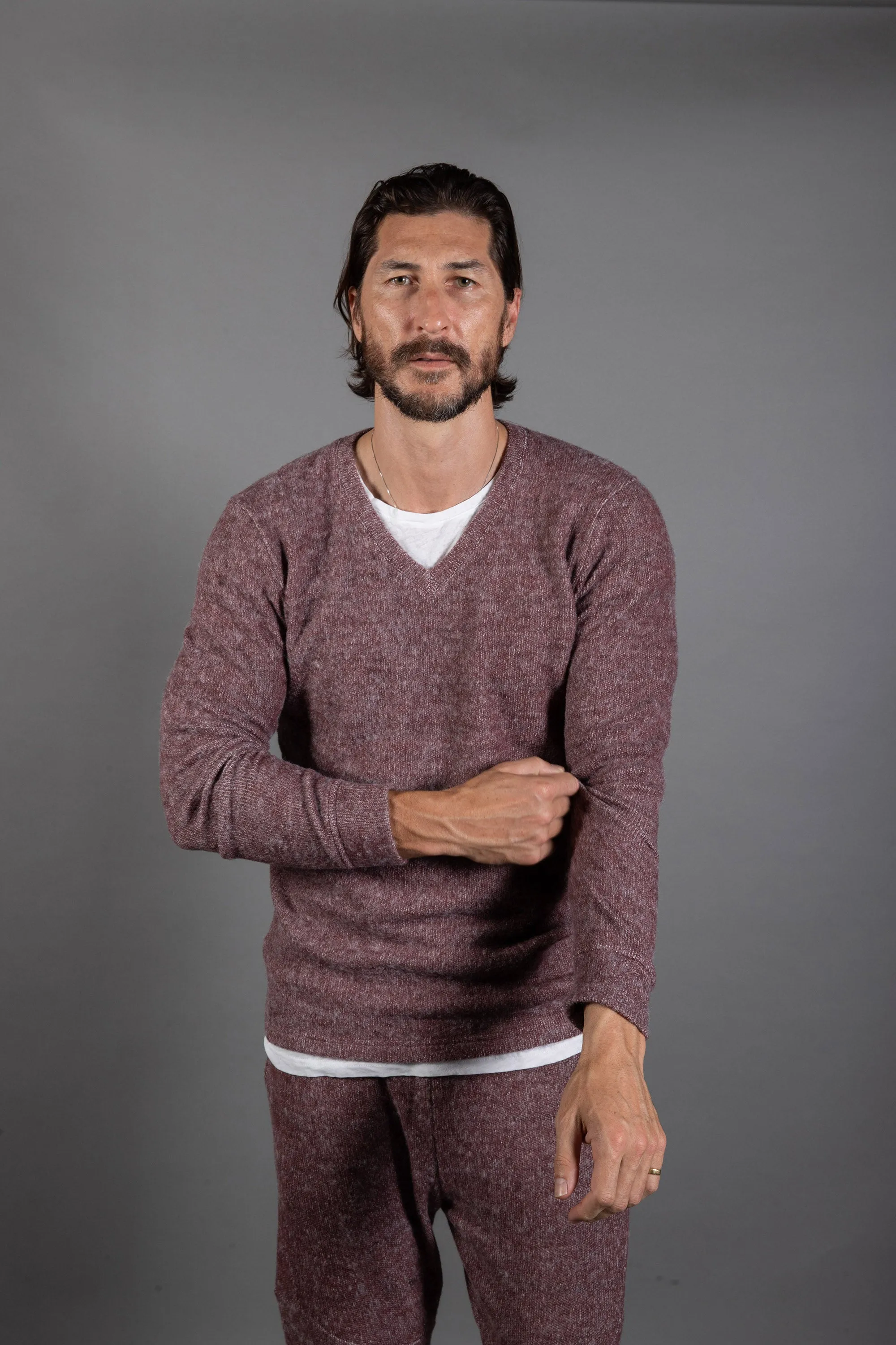 Men's Soft Knit Melange V-Neck Sweater