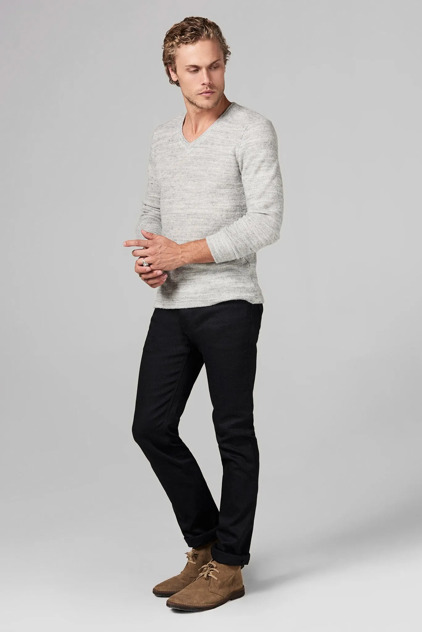 Men's Soft Knit Melange V-Neck Sweater