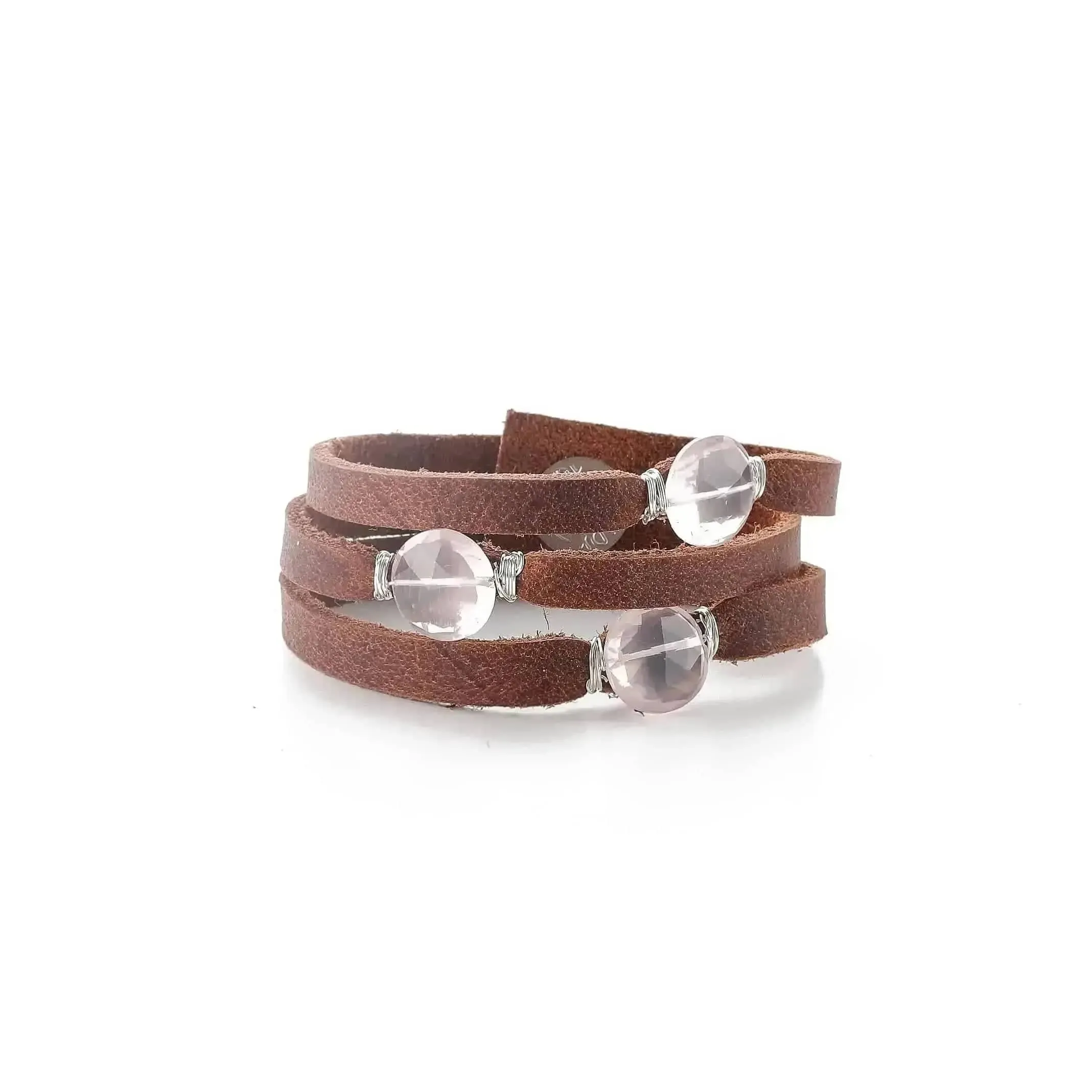 Mini Cinco Leather Wrap Bracelet Brown