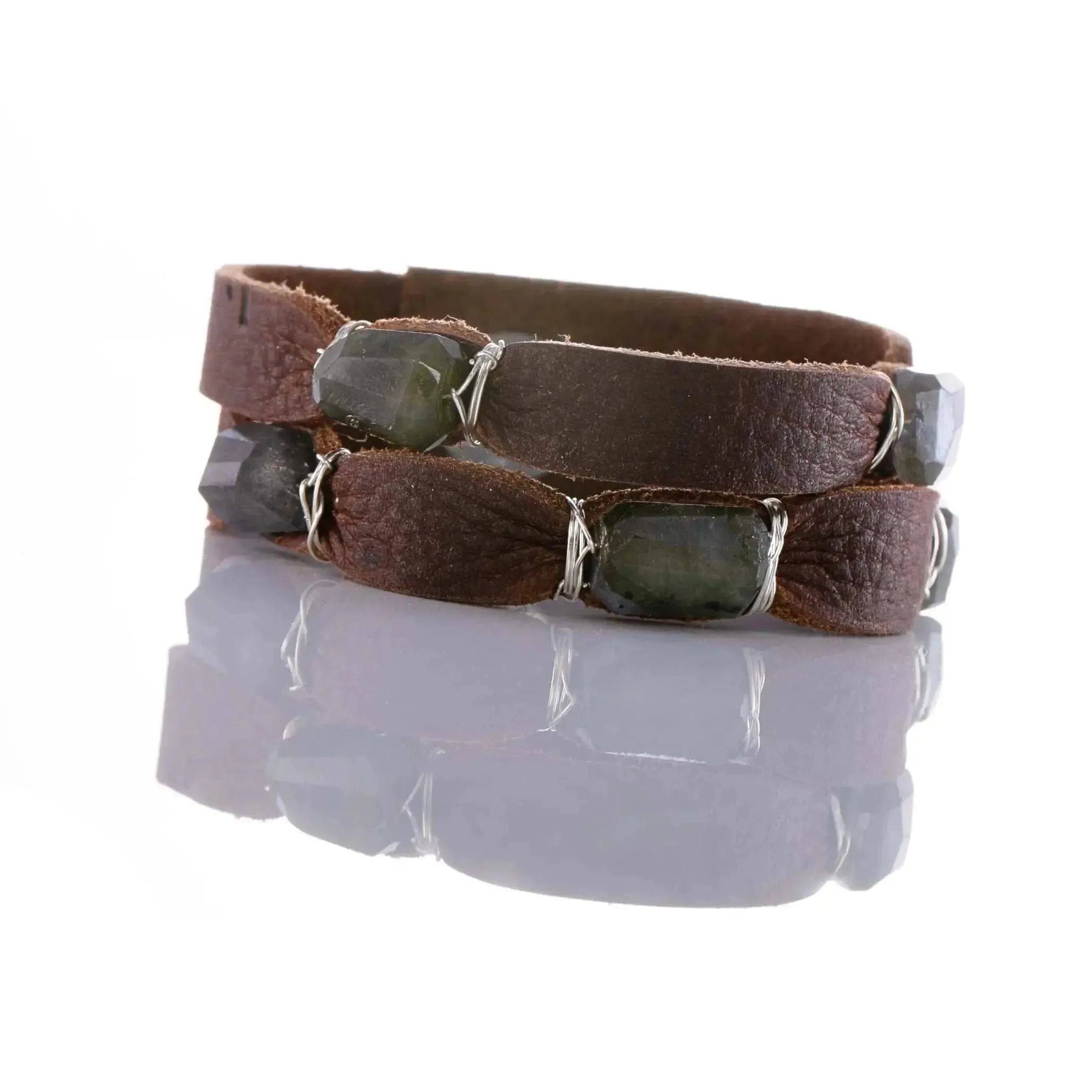 Mini Cinco Leather Wrap Bracelet Brown