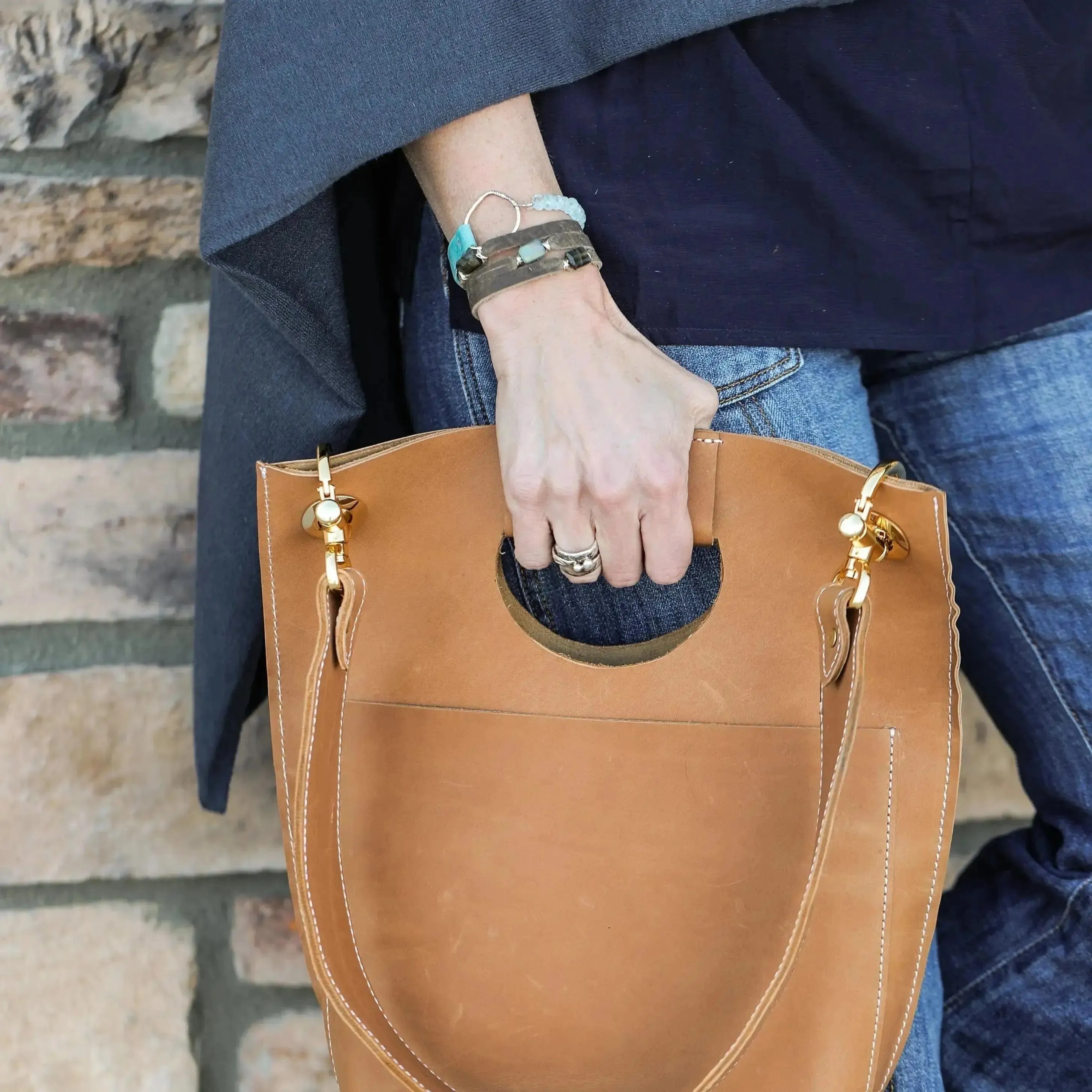 Mini Cinco Leather Wrap Bracelet Brown