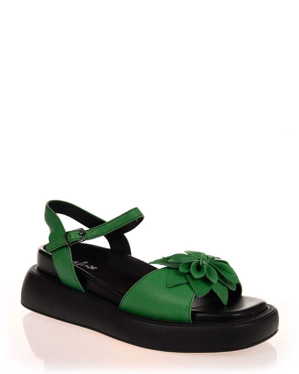 Minx Dahlia Kelly Green Black Stitch Wellness Range Sandal