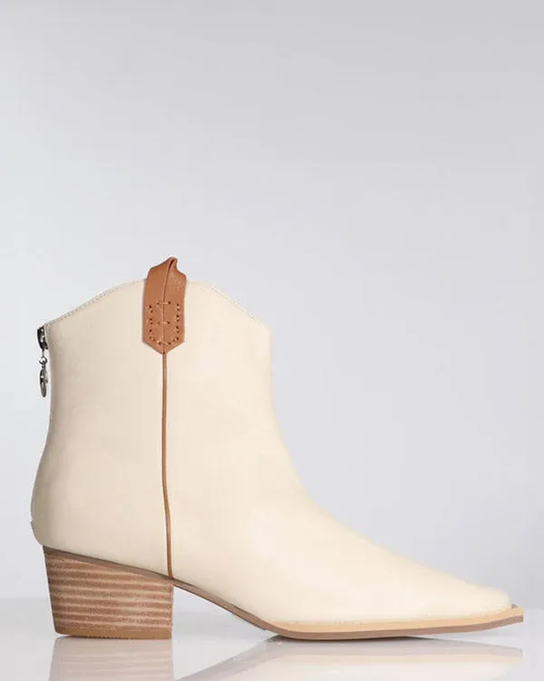 Minx Ryder Cream Nappa/ Tan Trim Leather Ankle Boot