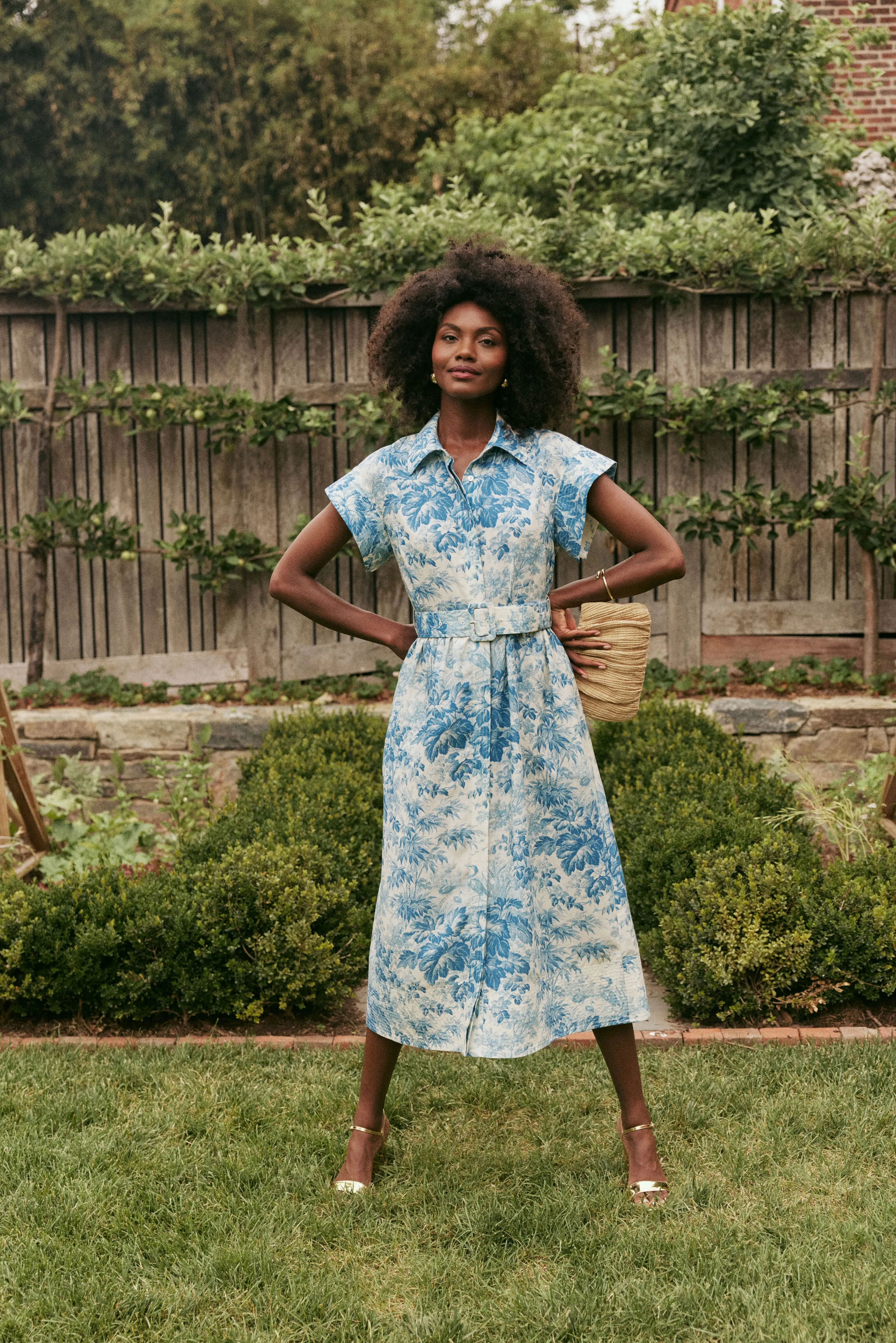 Misty Blue Toile Chloe Dress