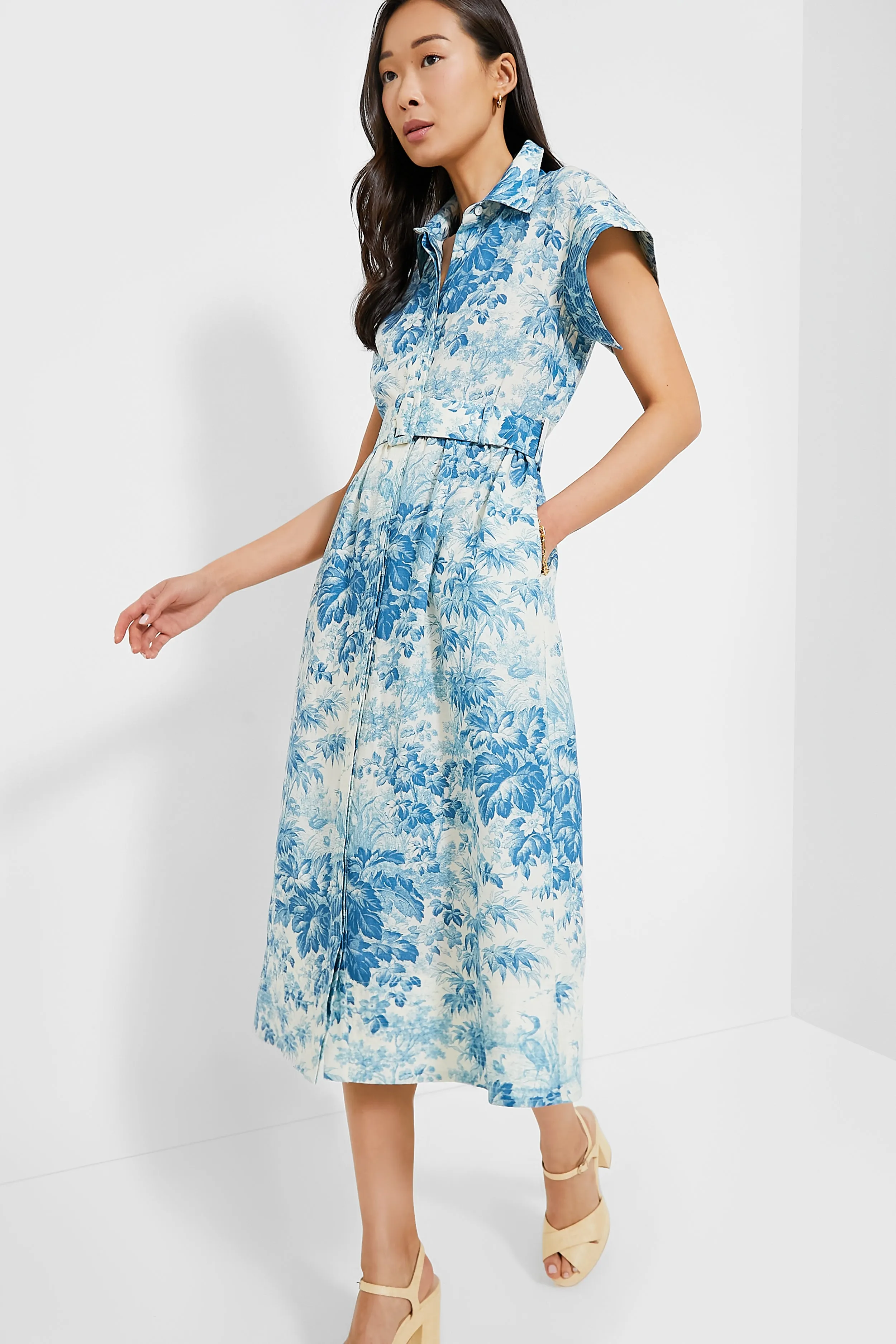 Misty Blue Toile Chloe Dress