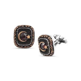 Moon Star Center Zircon Stone Cufflink