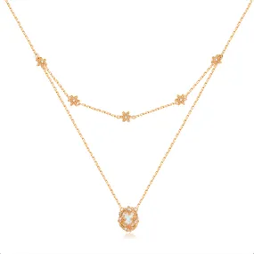 Moonstone Gold Floral Layered Necklace - Daffodil