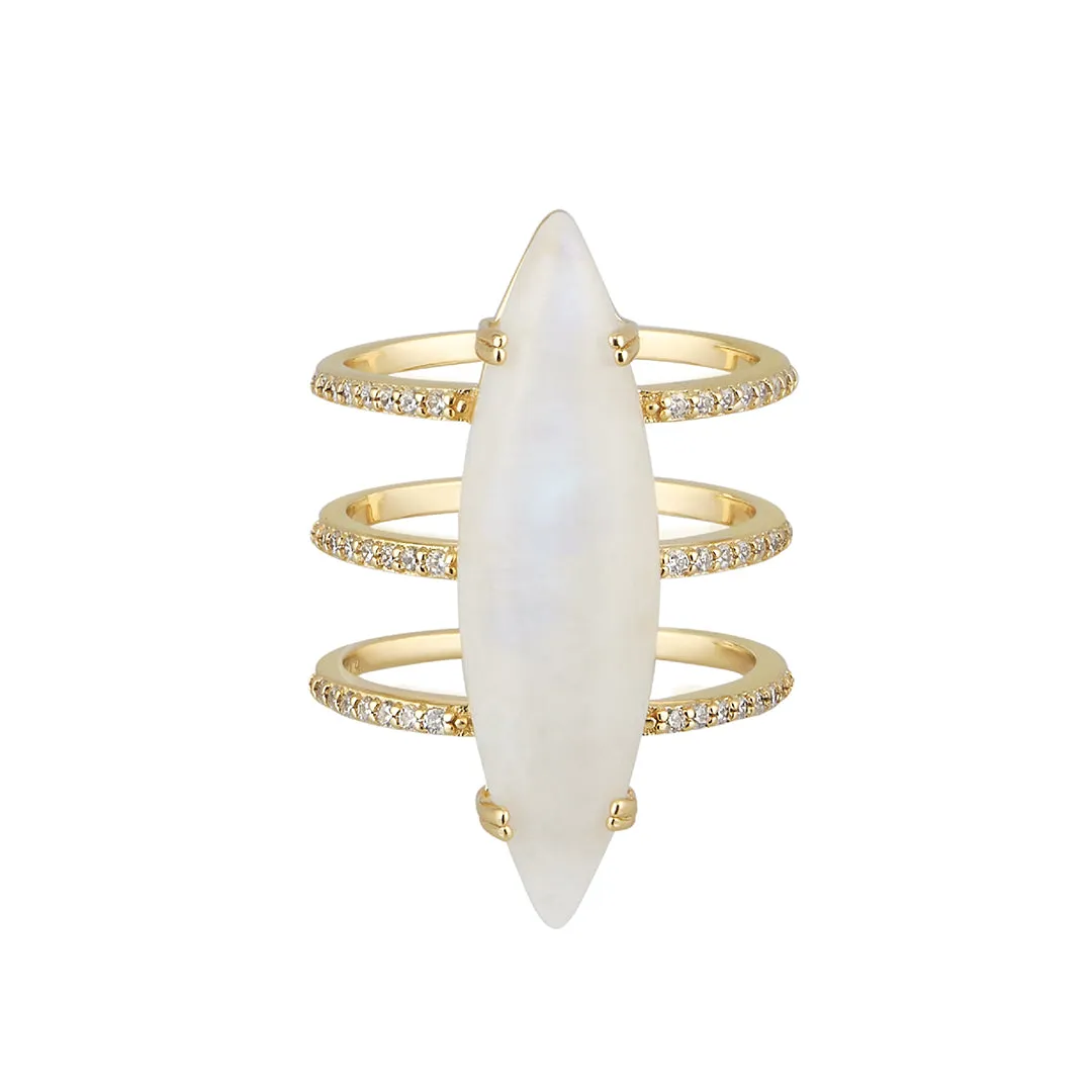 Moonstone Marquis Ring 14k gold vermeil