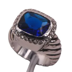 Mystic Blue CZ Sapphire Fashion Ring - 925 Sterling Silver