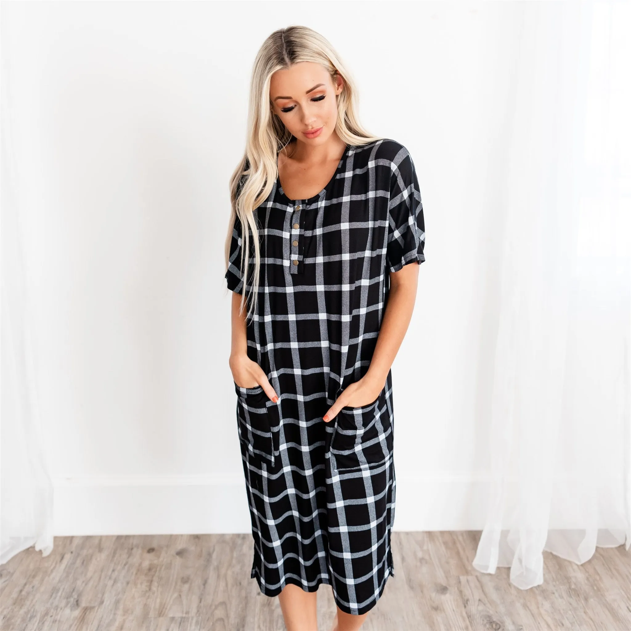 Noel House Dress: Black Plaid