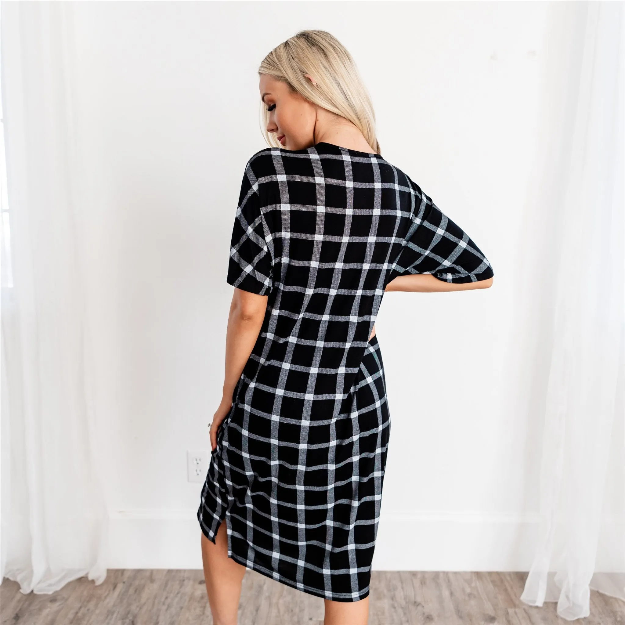 Noel House Dress: Black Plaid