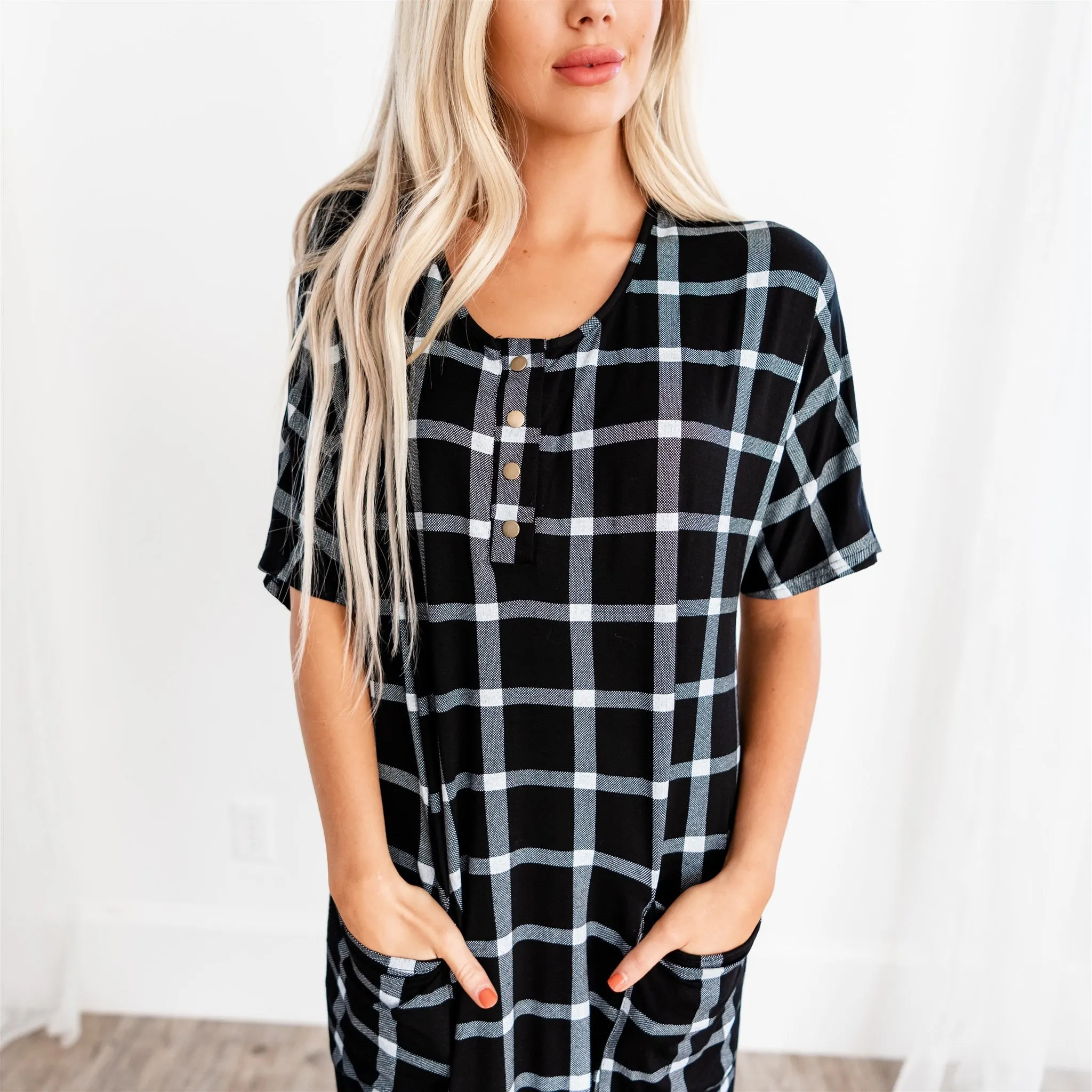 Noel House Dress: Black Plaid