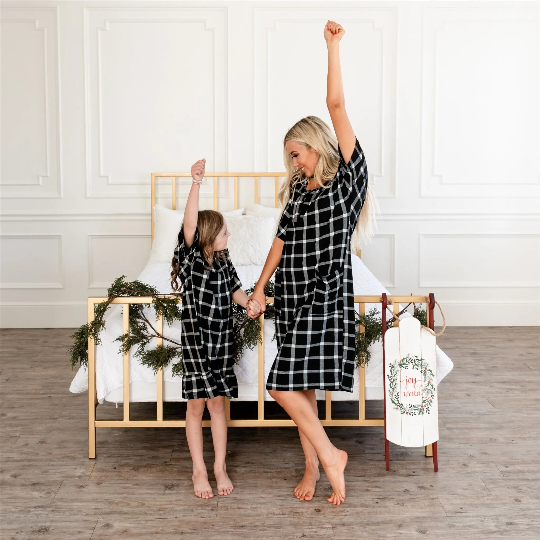 Noel House Dress: Black Plaid