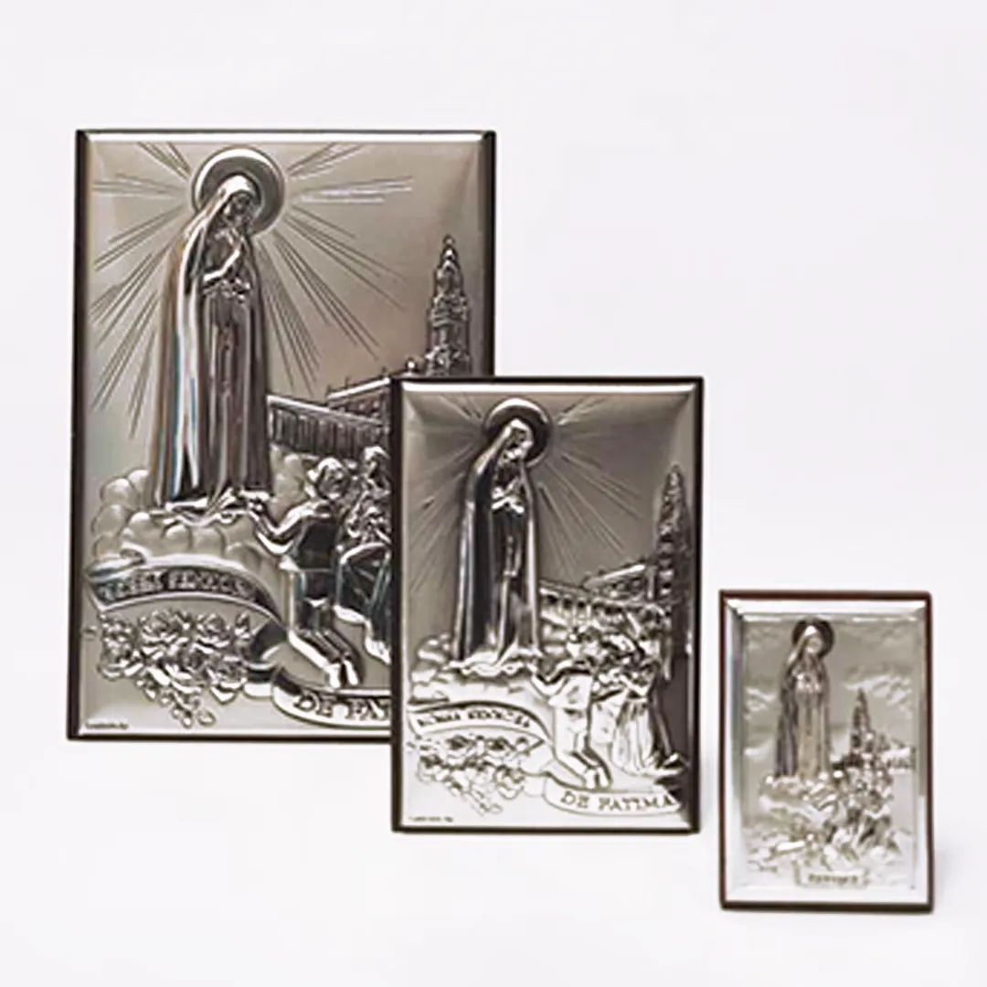 Our Lady of Fatima Silver Plaque - 3.54 inch | 9cm