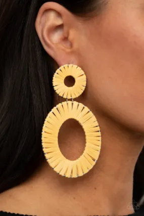 Paparazzi Foxy Flamenco - Yellow Earrings