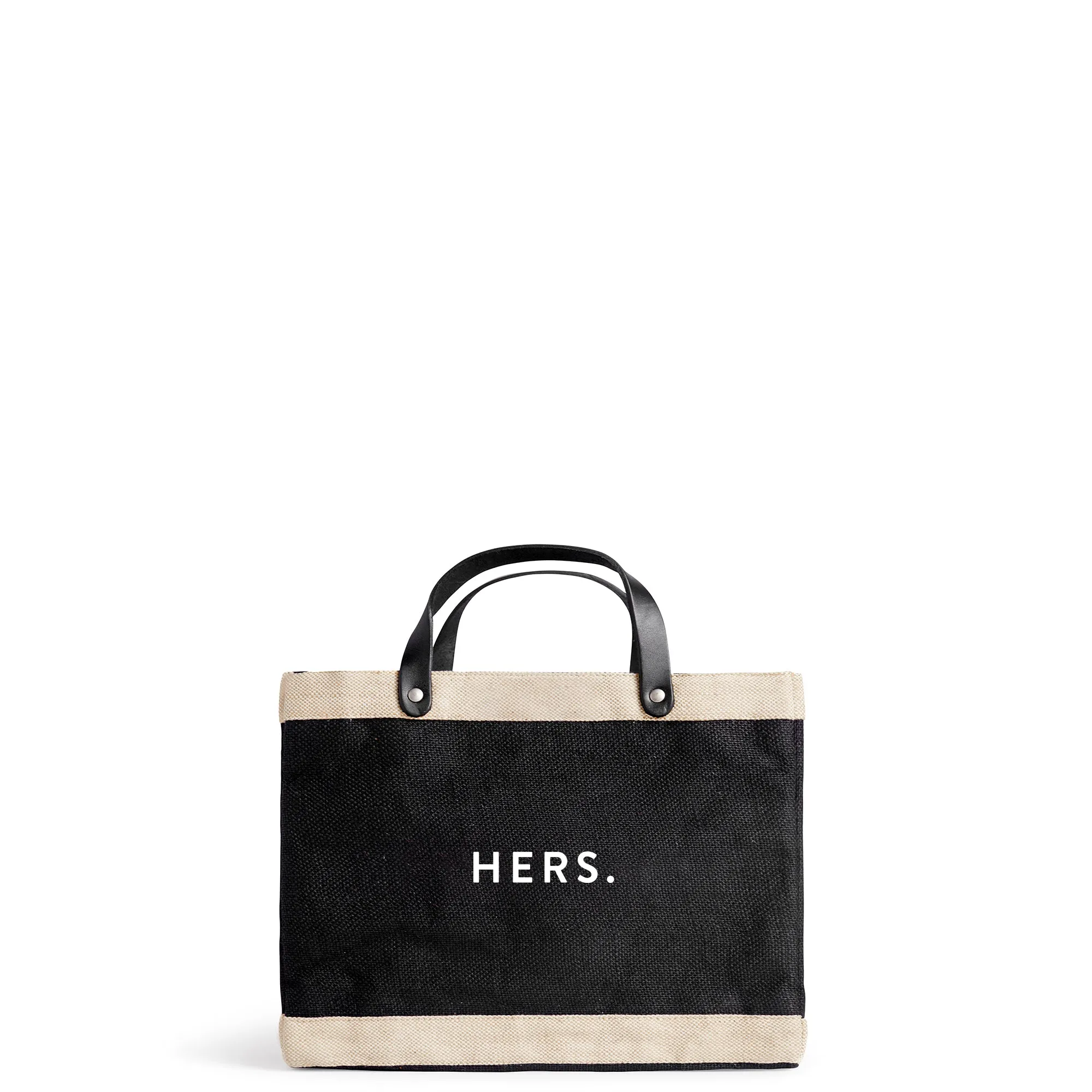 Petite Market Bag in Black with “HERS.”