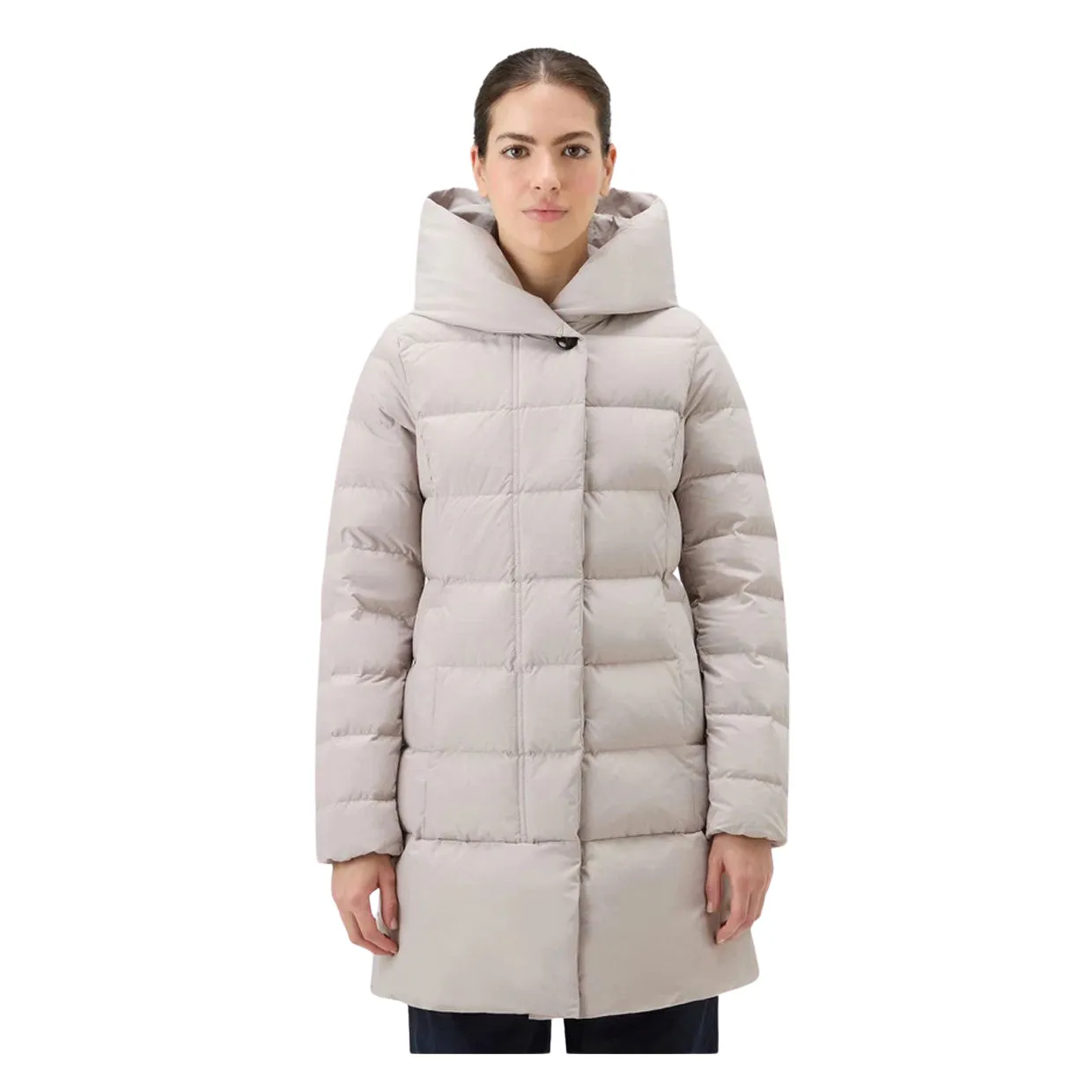 Piumino Donna Woolrich Puffy Prescott Parka Grigio Chiaro