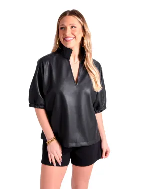 Poppy Top - Black Vegan Leather