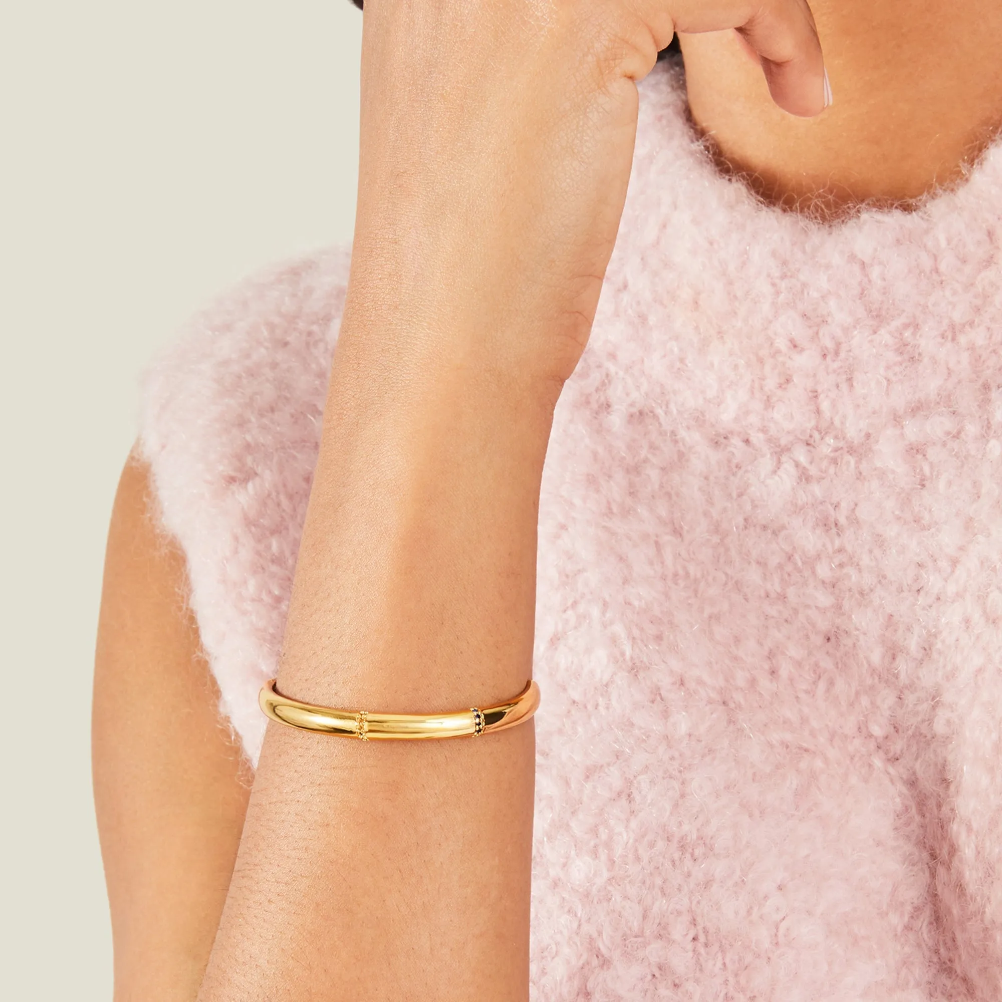 Real Gold-Plated Bamboo Cuff Bracelet