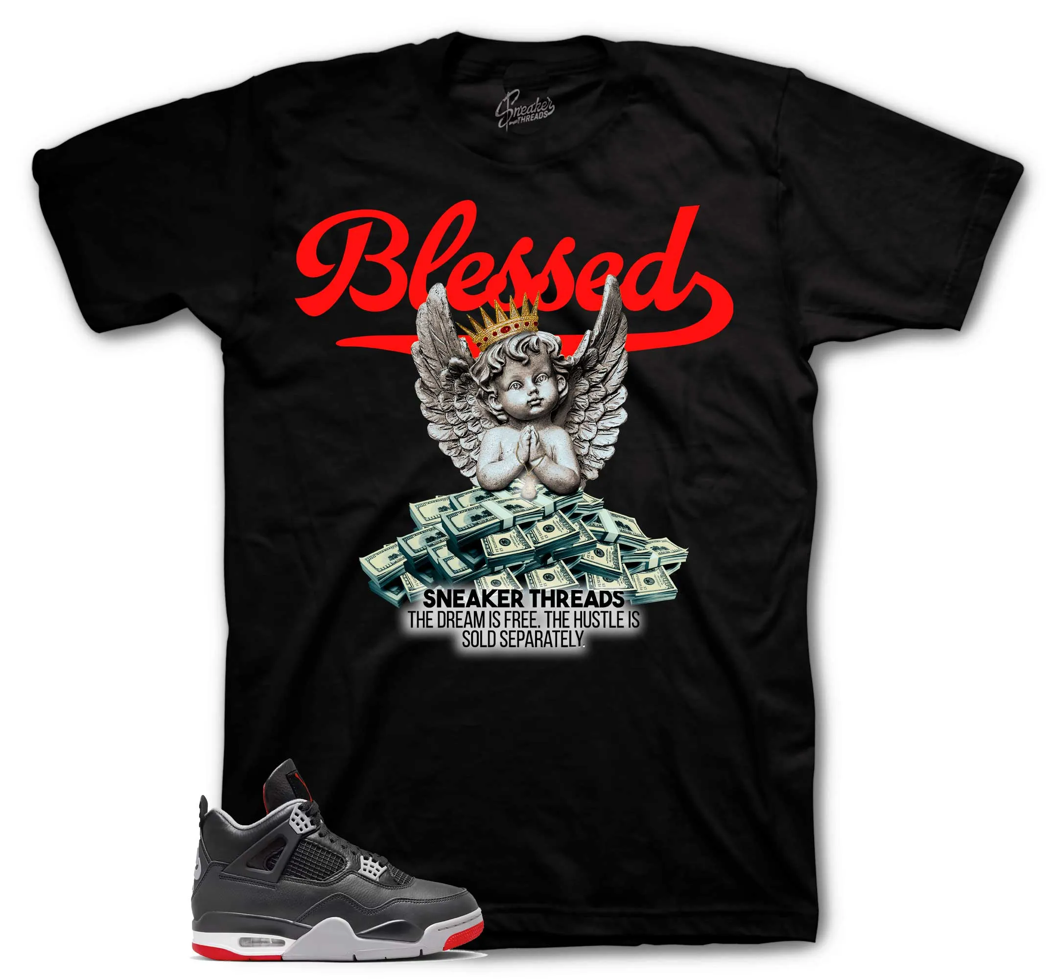 Retro 4 Bred Blessed Angel Shirt