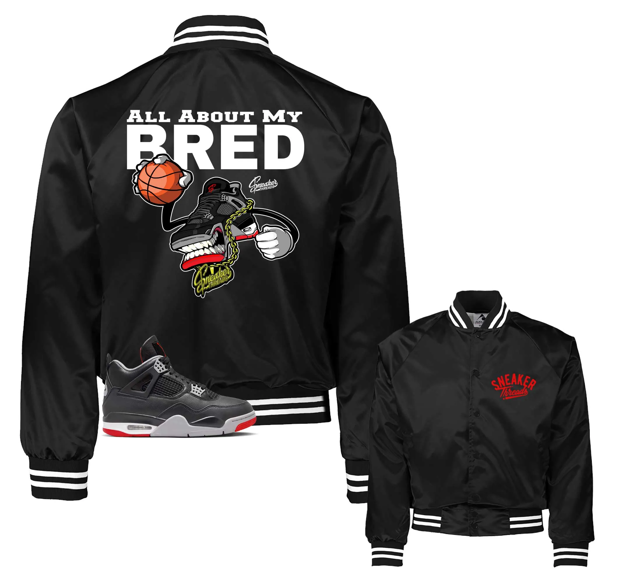 Retro 4 Bred Fly Kicks Satin Jacket