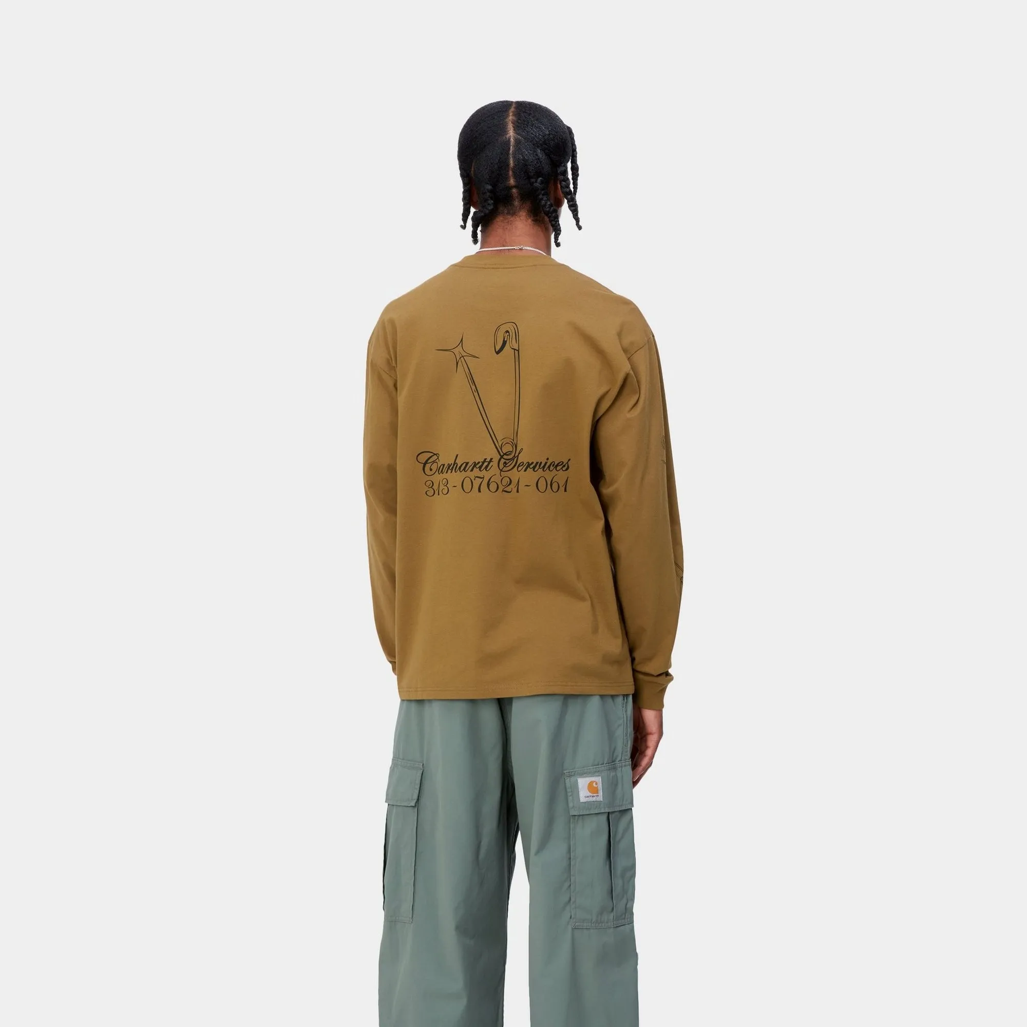 Safety Pin Long Sleeve T-Shirt | Hamilton Brown