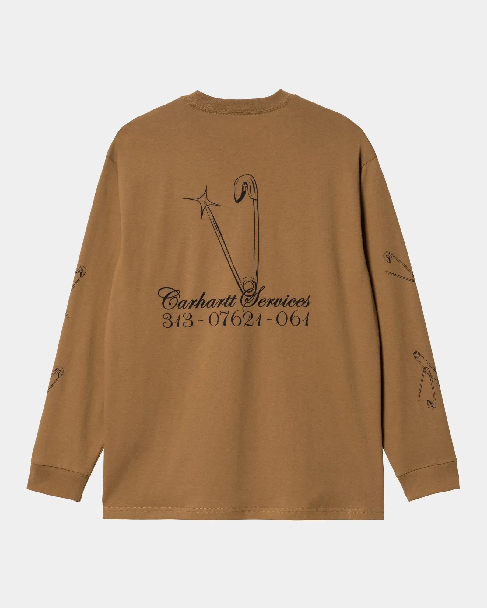 Safety Pin Long Sleeve T-Shirt | Hamilton Brown