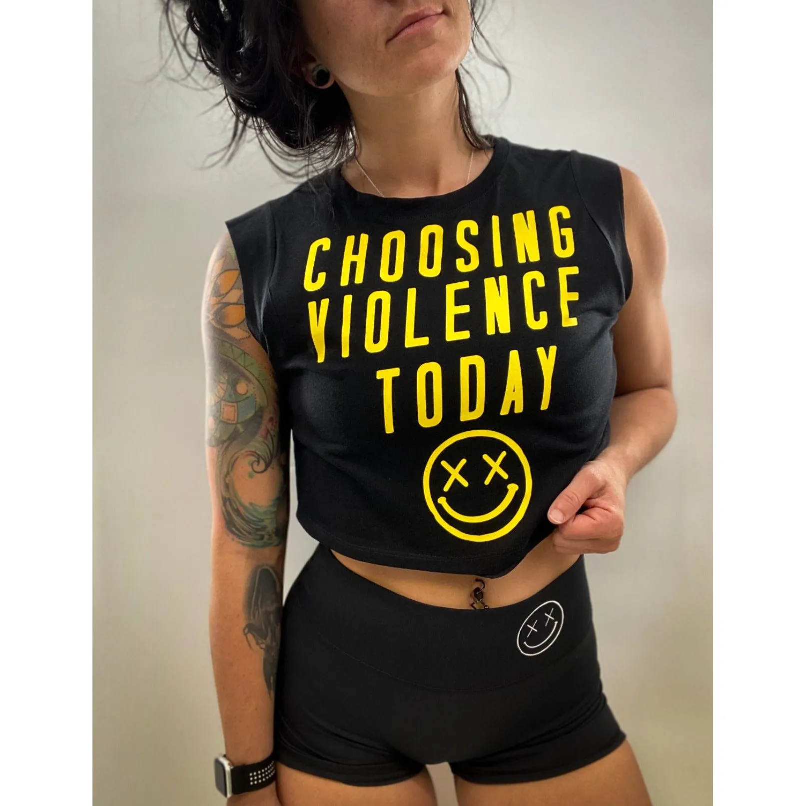 Salty Savage Ladies "CHOOSING VIOLENCE" Cropped Muscle Tank