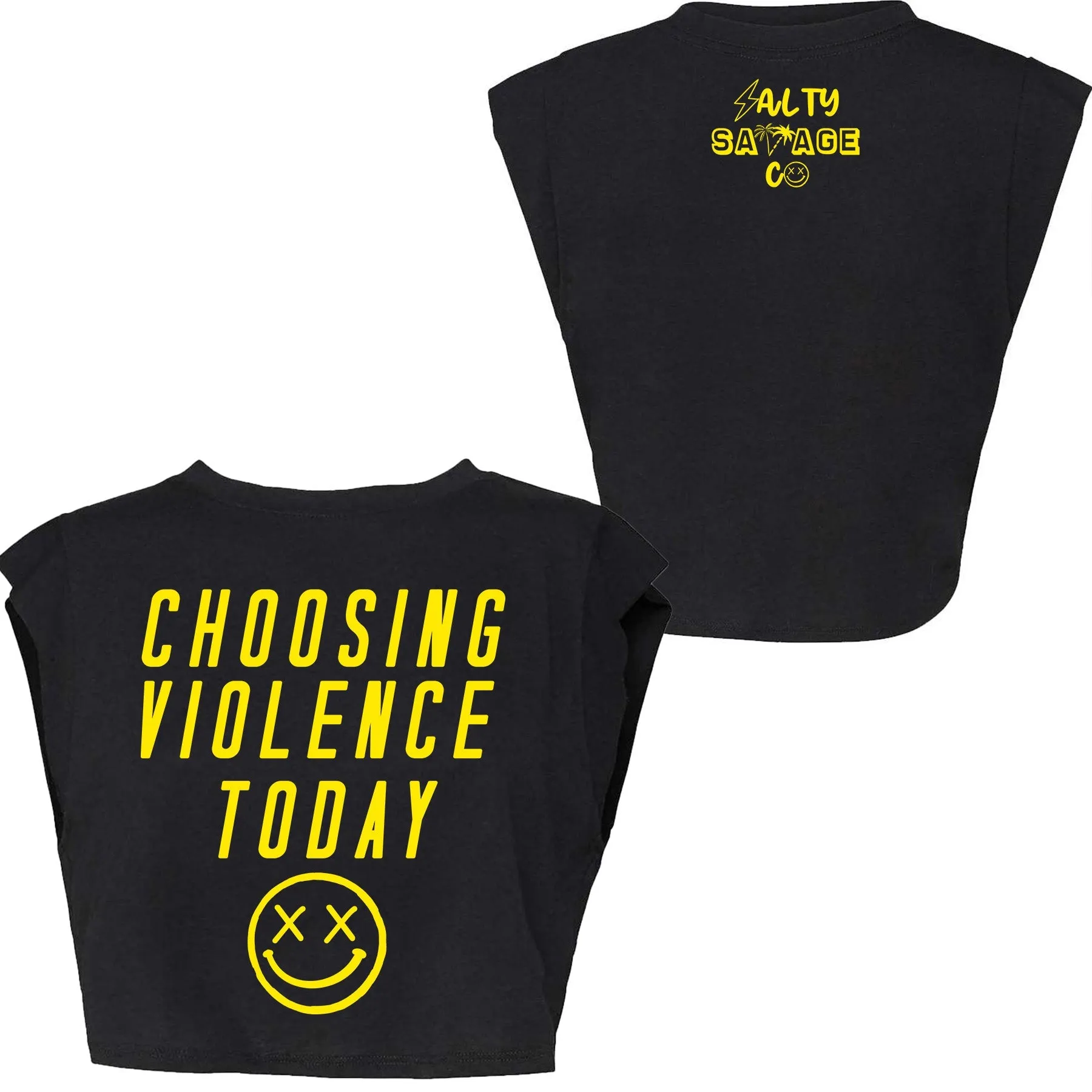 Salty Savage Ladies "CHOOSING VIOLENCE" Cropped Muscle Tank