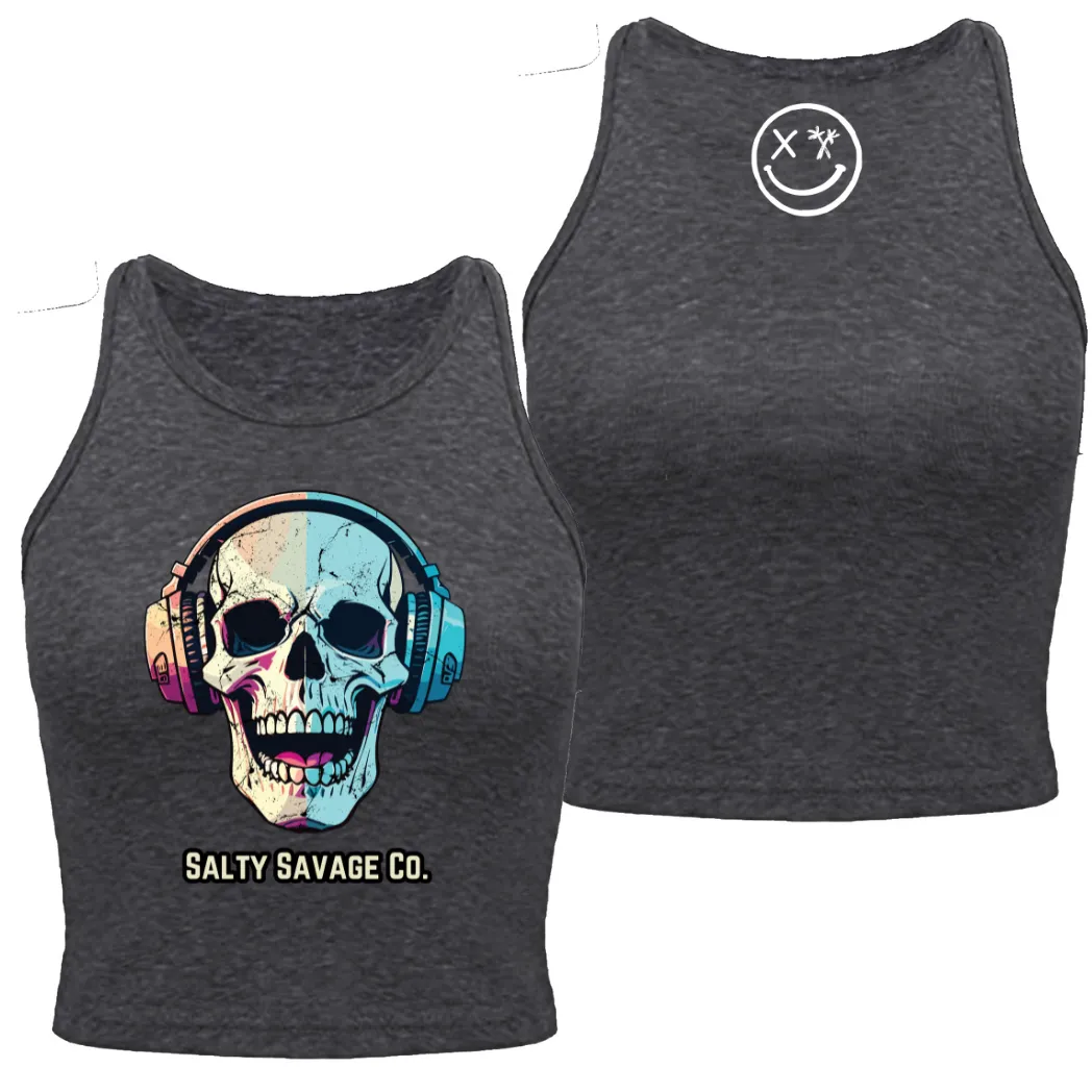 Salty Savage Ladies "Dead Beats" High Neck Sleeveless Crop Tank