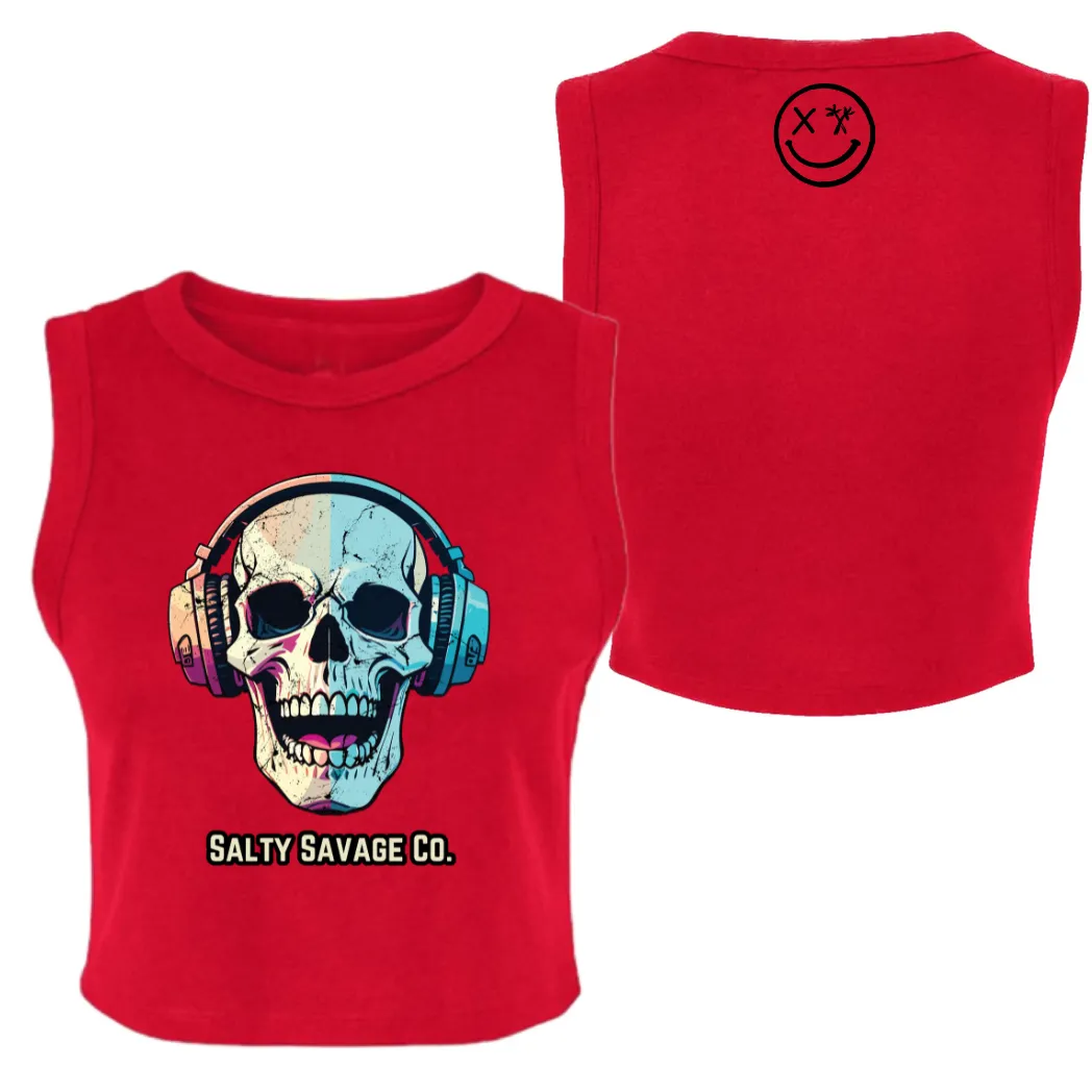 Salty Savage Ladies "Dead Beats" High Neck Sleeveless Crop Tank