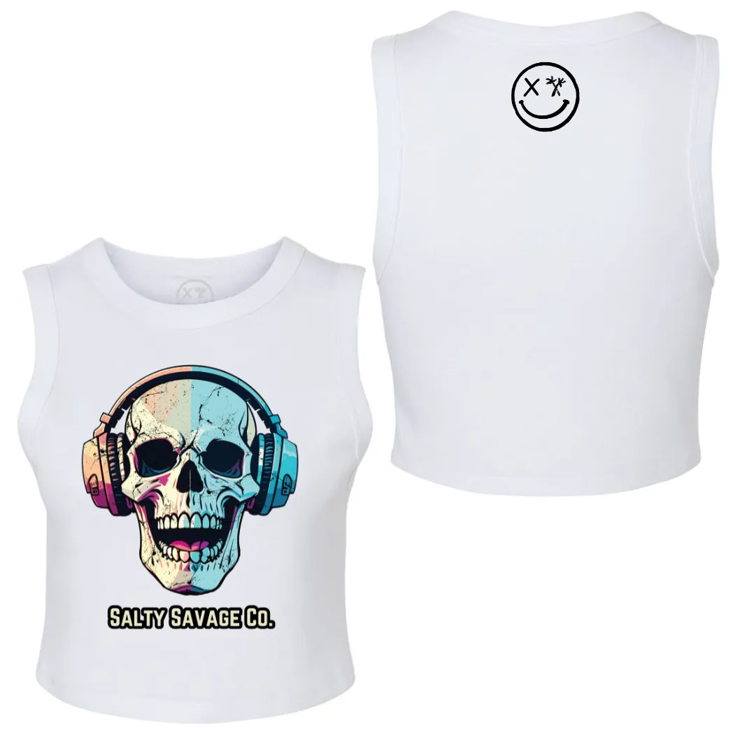 Salty Savage Ladies "Dead Beats" High Neck Sleeveless Crop Tank