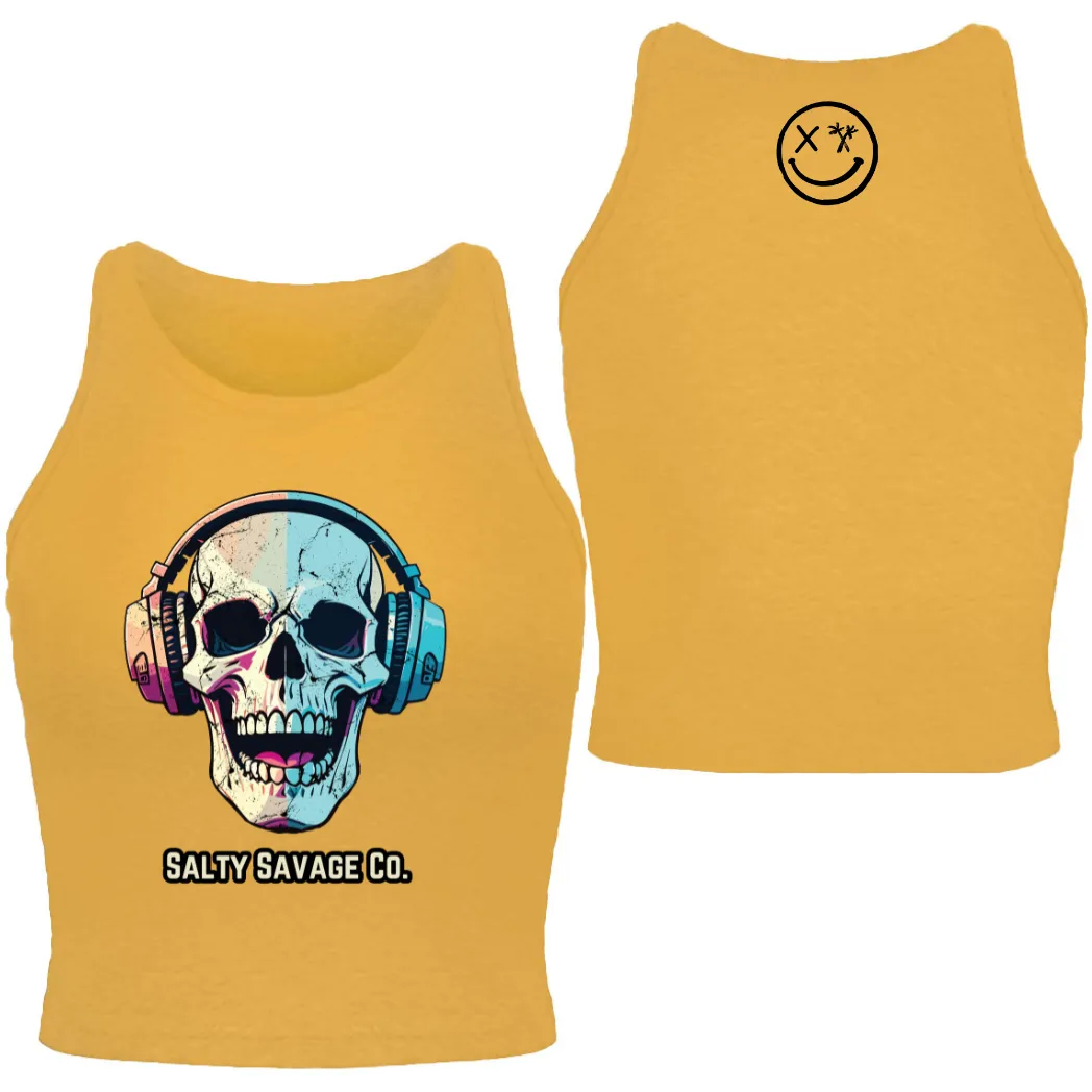 Salty Savage Ladies "Dead Beats" High Neck Sleeveless Crop Tank