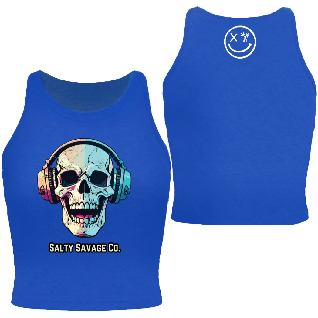 Salty Savage Ladies "Dead Beats" High Neck Sleeveless Crop Tank