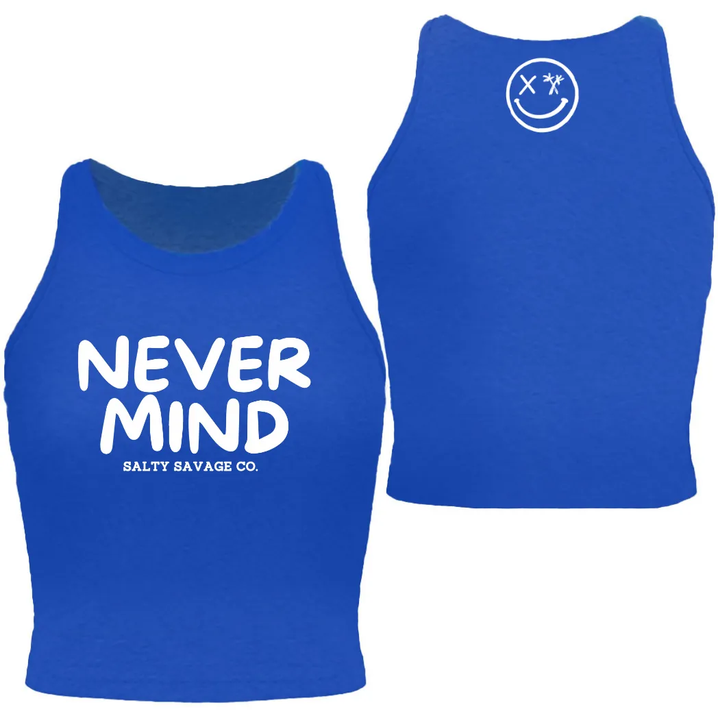 Salty Savage Ladies "NEVERMIND" High Neck Sleeveless Crop Tank