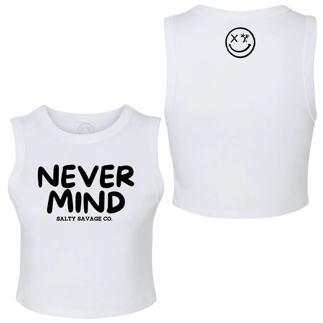 Salty Savage Ladies "NEVERMIND" High Neck Sleeveless Crop Tank