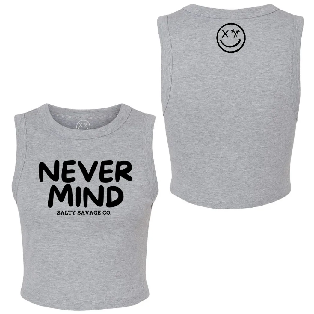 Salty Savage Ladies "NEVERMIND" High Neck Sleeveless Crop Tank