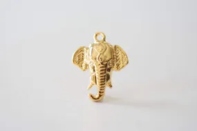 Shiny Vermeil Wholesale Gold Elephant Head Charm - 18k gold plated over 925 sterling silver, animal pendant, lucky elephant charm, Animal Charm, 139