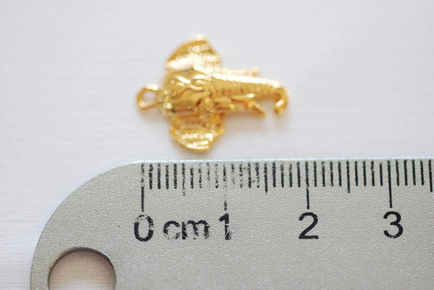 Shiny Vermeil Wholesale Gold Elephant Head Charm - 18k gold plated over 925 sterling silver, animal pendant, lucky elephant charm, Animal Charm, 139