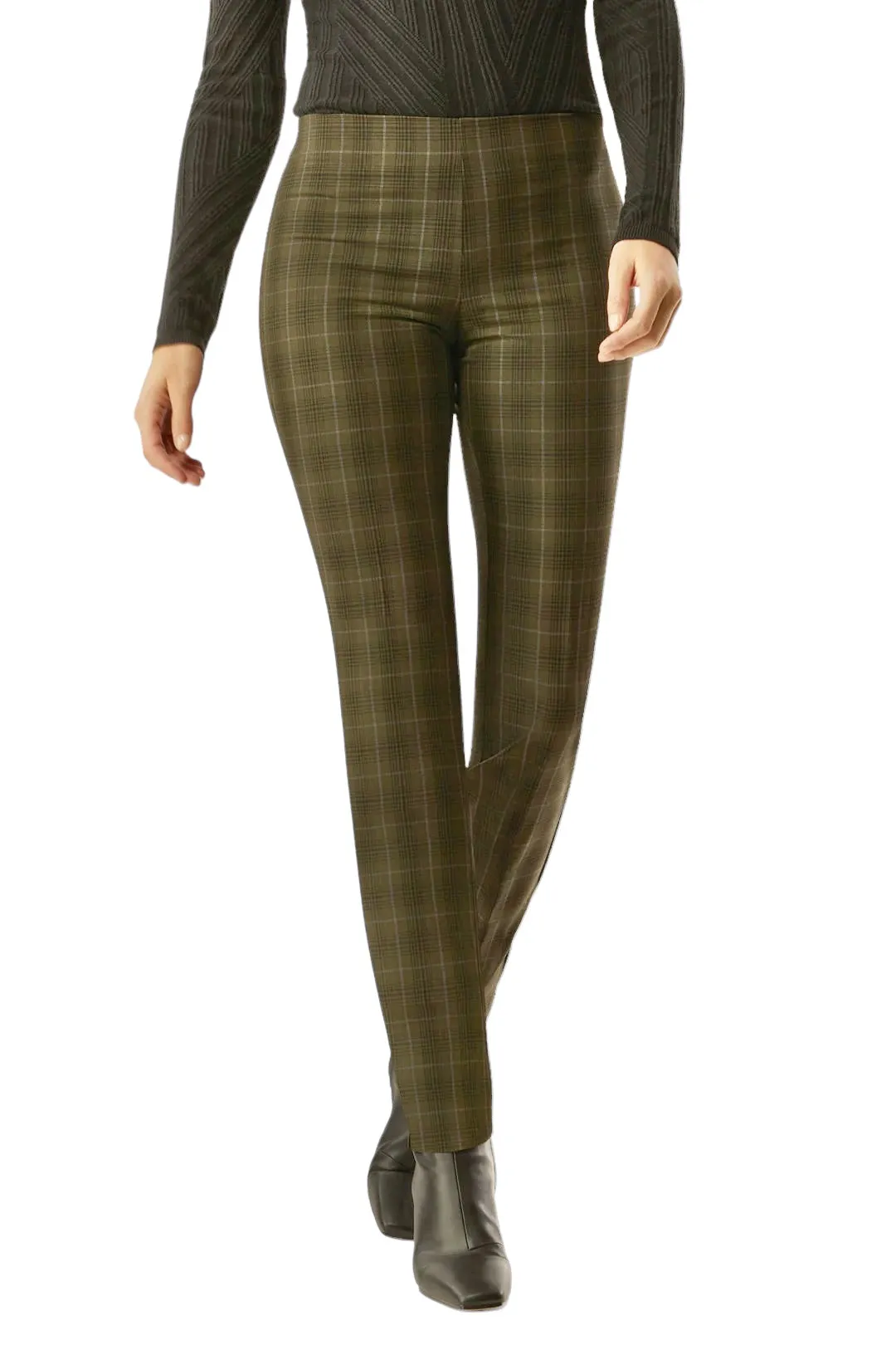 Springfield Classic Pull on Plaid Pant in olive/black by Ecru