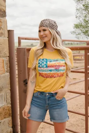 The Fly The Western Flag Mustard Tee