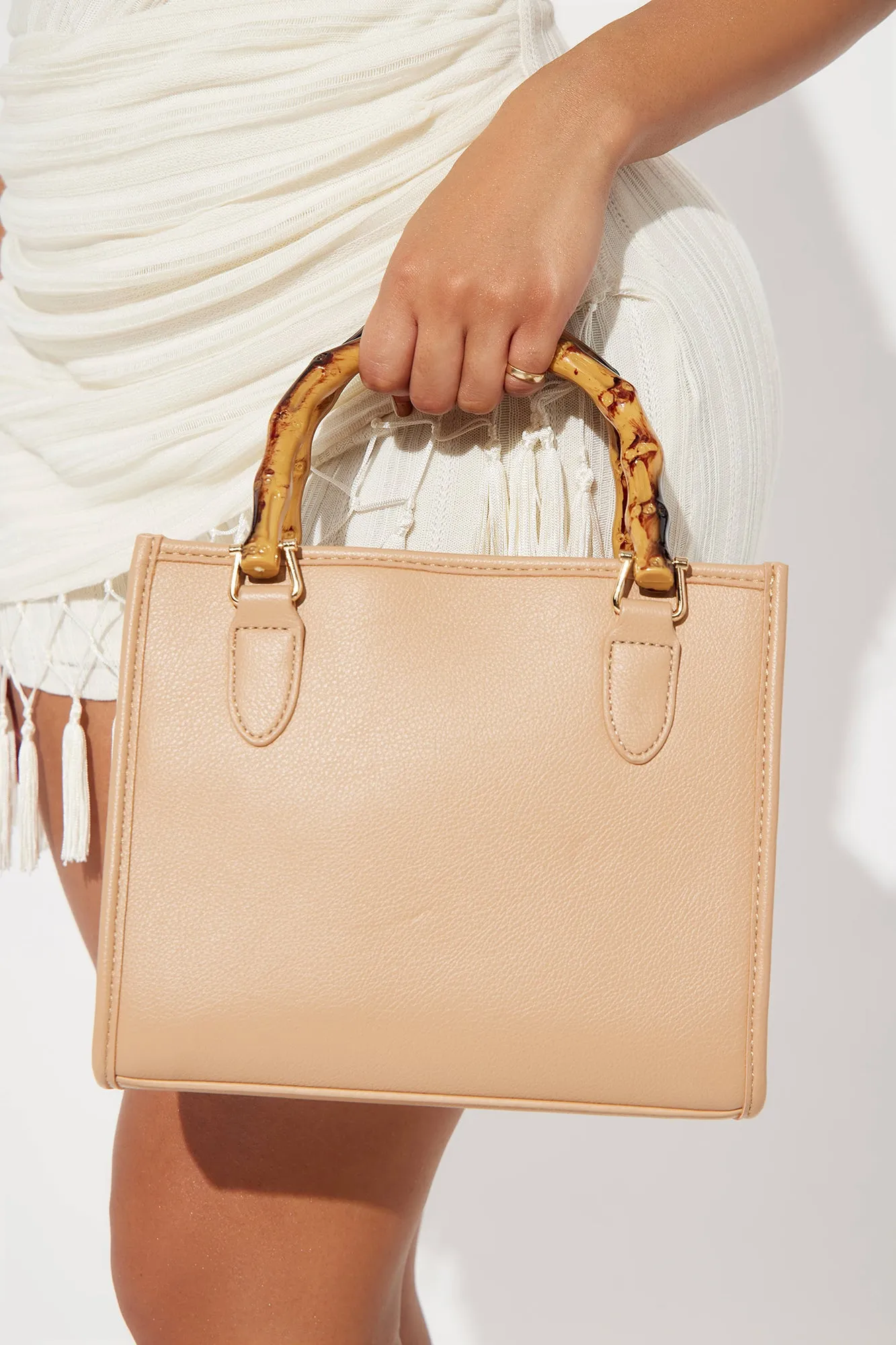 Tropic Bamboo Satchel - Beige