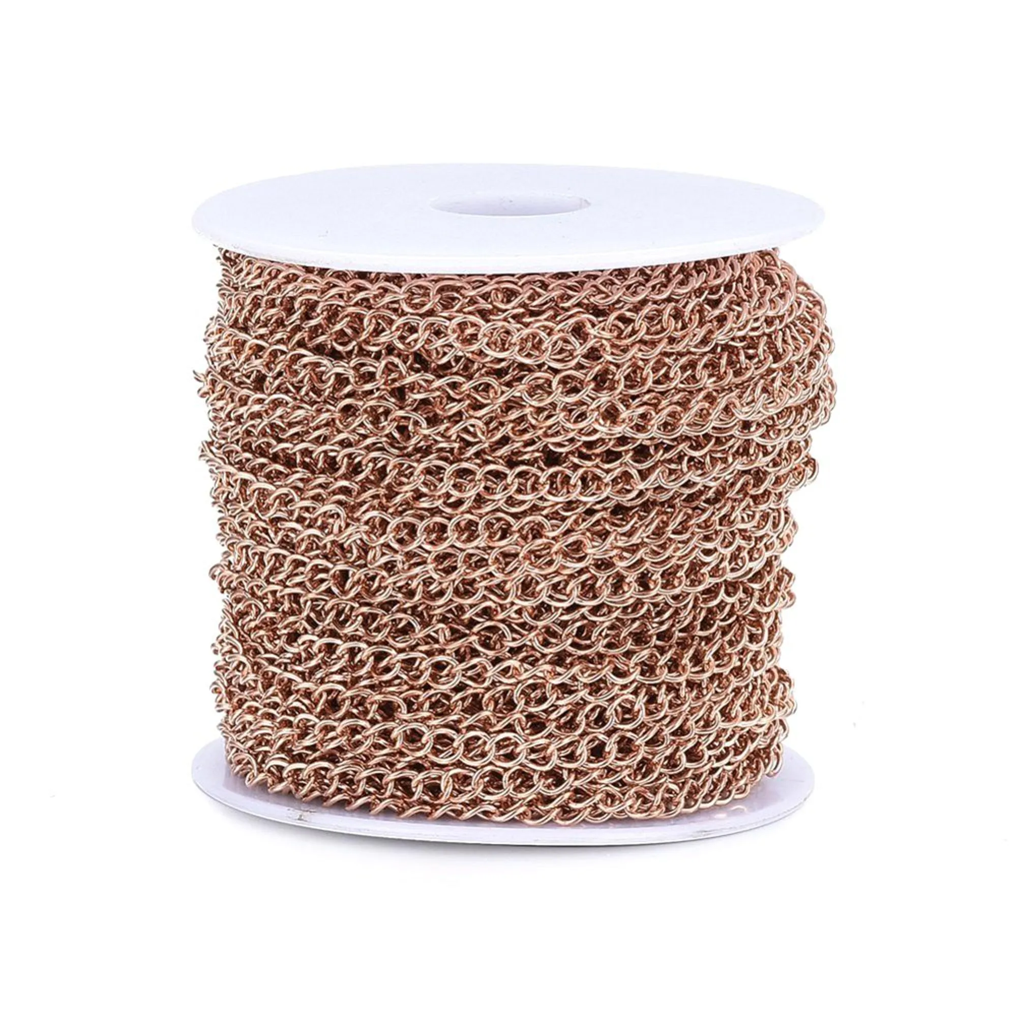 Twist Chain, Rose Gold Stainless Steel Soldered Links, 3x4x0.5mm, 25 Meters Spooled, #1925 RG